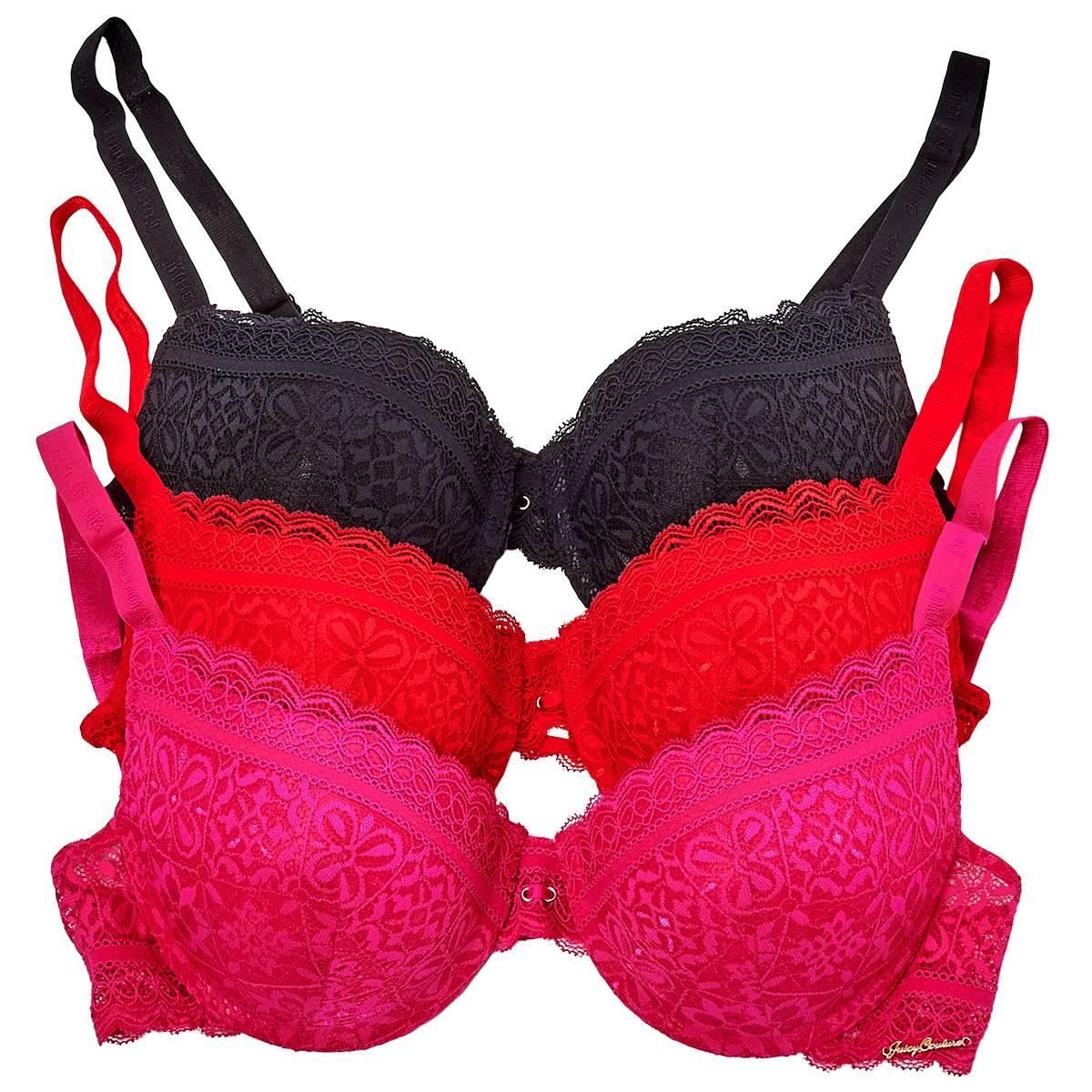 Juniors Juicy Couture 3pk. Lace Push-Up Bras JC6202-3PKE