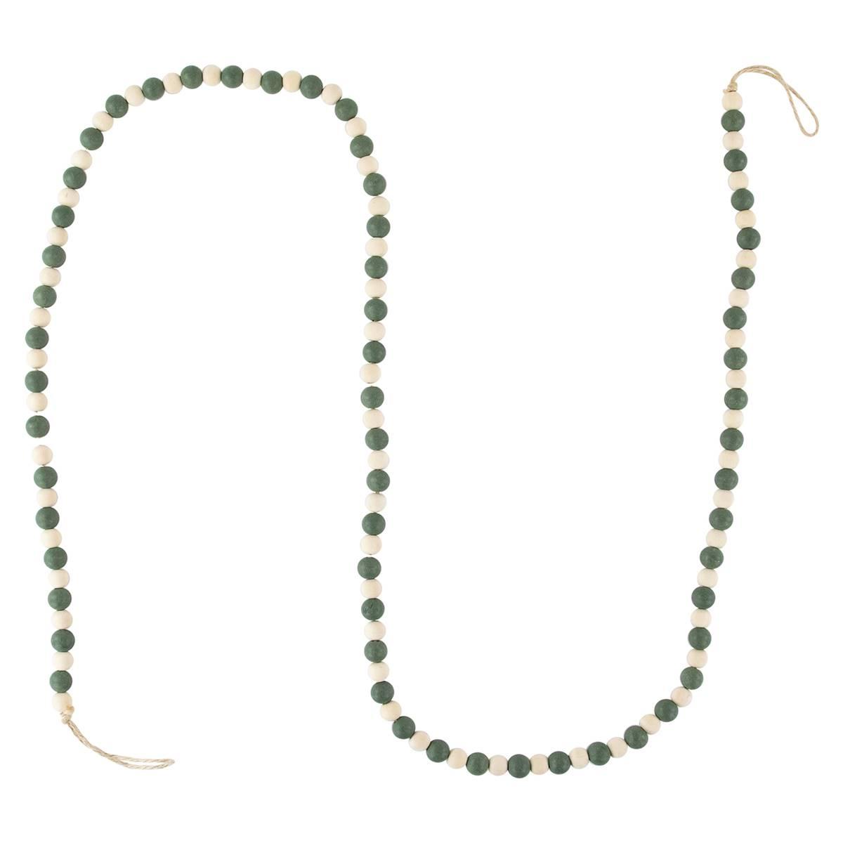 Northlight Seasonal 6ft. Green & Cream Wooden Beads Garland