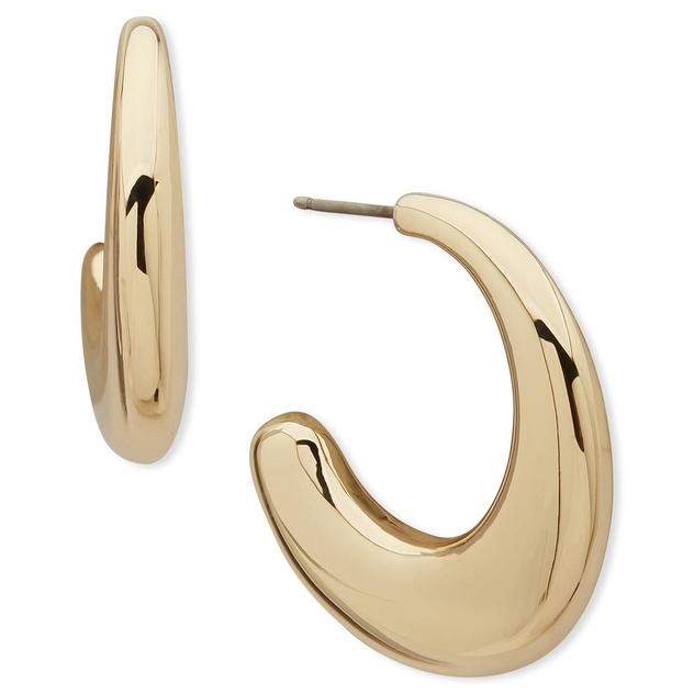 Anne Klein Gold-Tone Sculptural C-Hoop Earrings