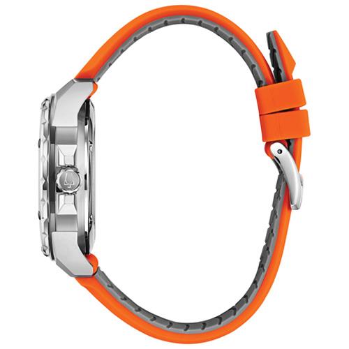 Mens Bulova Marine Star Orange Silicone Strap Watch - 98A226