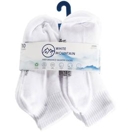 Womens White Mountain 10pk. White Quarter Socks