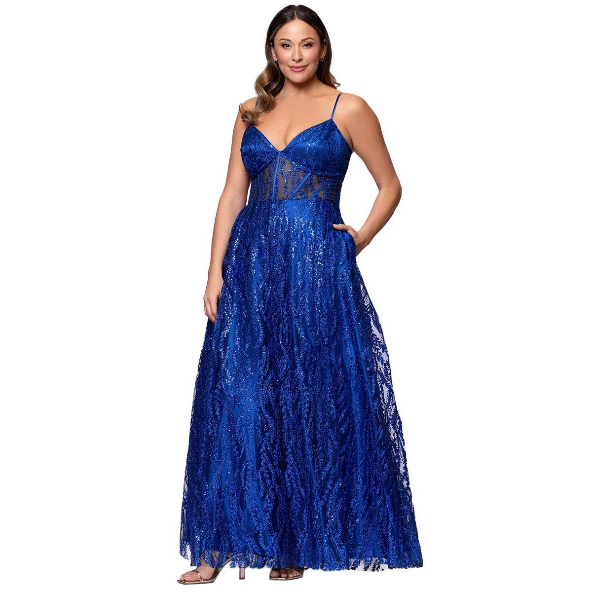 Juniors Plus Blondie Nites Glitter Sweetheart A-Line Dress