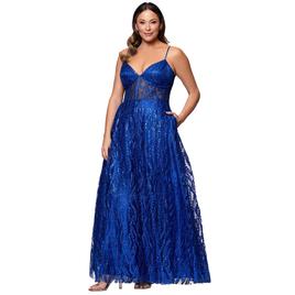 Juniors Plus Blondie Nites Glitter Sweetheart A-Line Dress