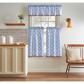 Stars & Stripes w/ Rick Rack 3pc. Tier Kitchen Curtains Set