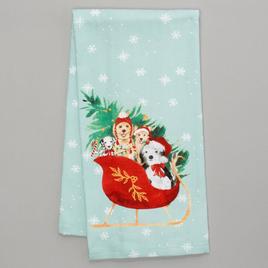 Kay Dee Sleigh Pups Dual Purpose Kitchen Towel