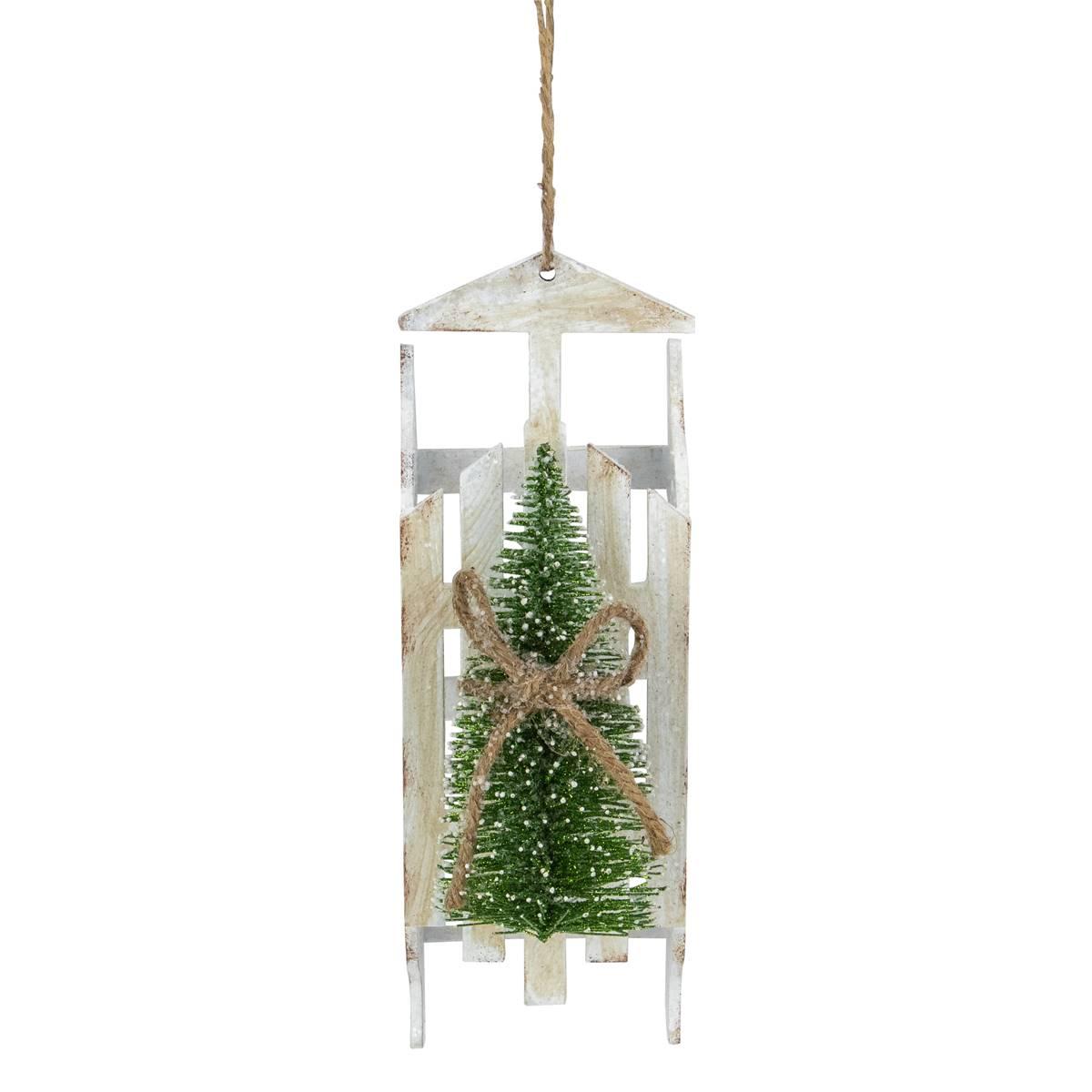 Northlight Seasonal White Wood Sled Christmas Ornament