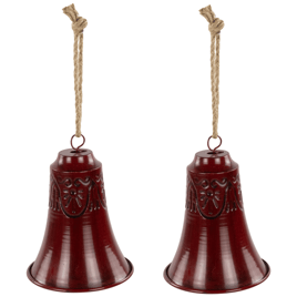 Northlight 2pc. Embossed Burgundy Christmas Bell Ornaments