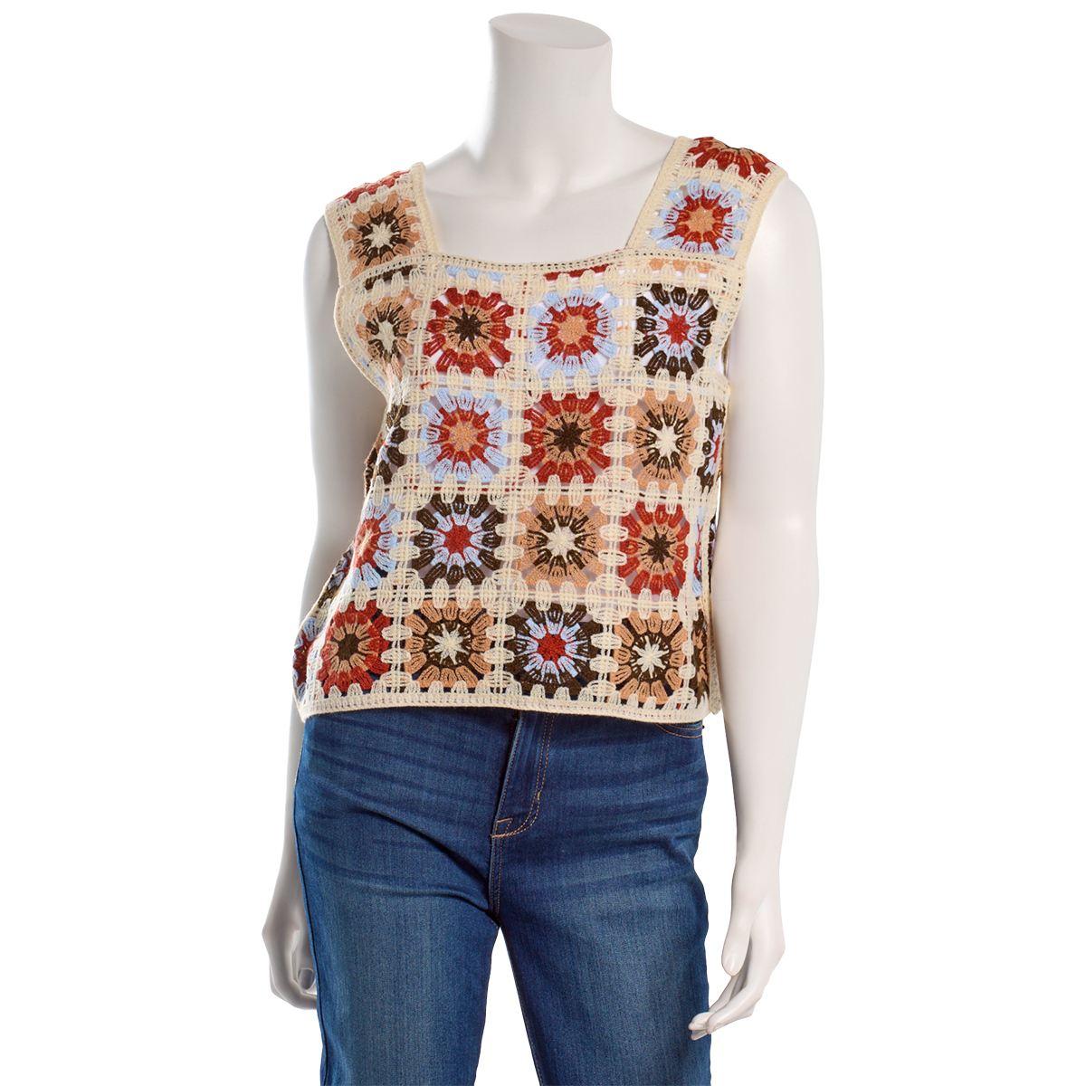 Juniors A. Byer Crochet Floral Patch Tank Top