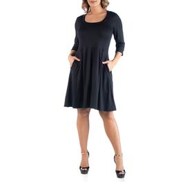 Plus Size 24/7 Comfort Apparel Elbow Sleeve Pocket Shift Dress