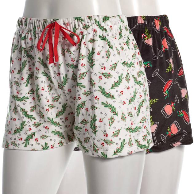 Womens René Rofé® Cocktail and Holiday 2pk. Pajama Shorts