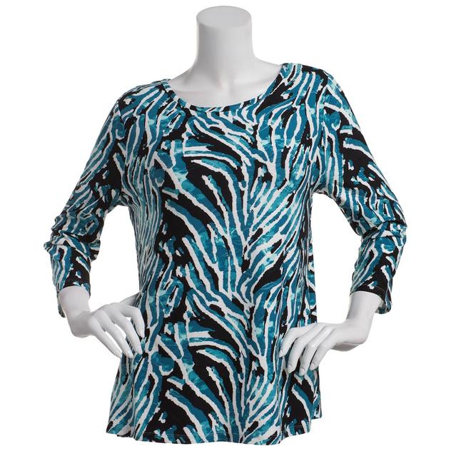 Womens Emily Daniels 3/4 Sleeve Watercolor Jacquard Tunic Tee