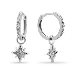 Forever New Sterling Silver CZ Starburst Dangle Earrings