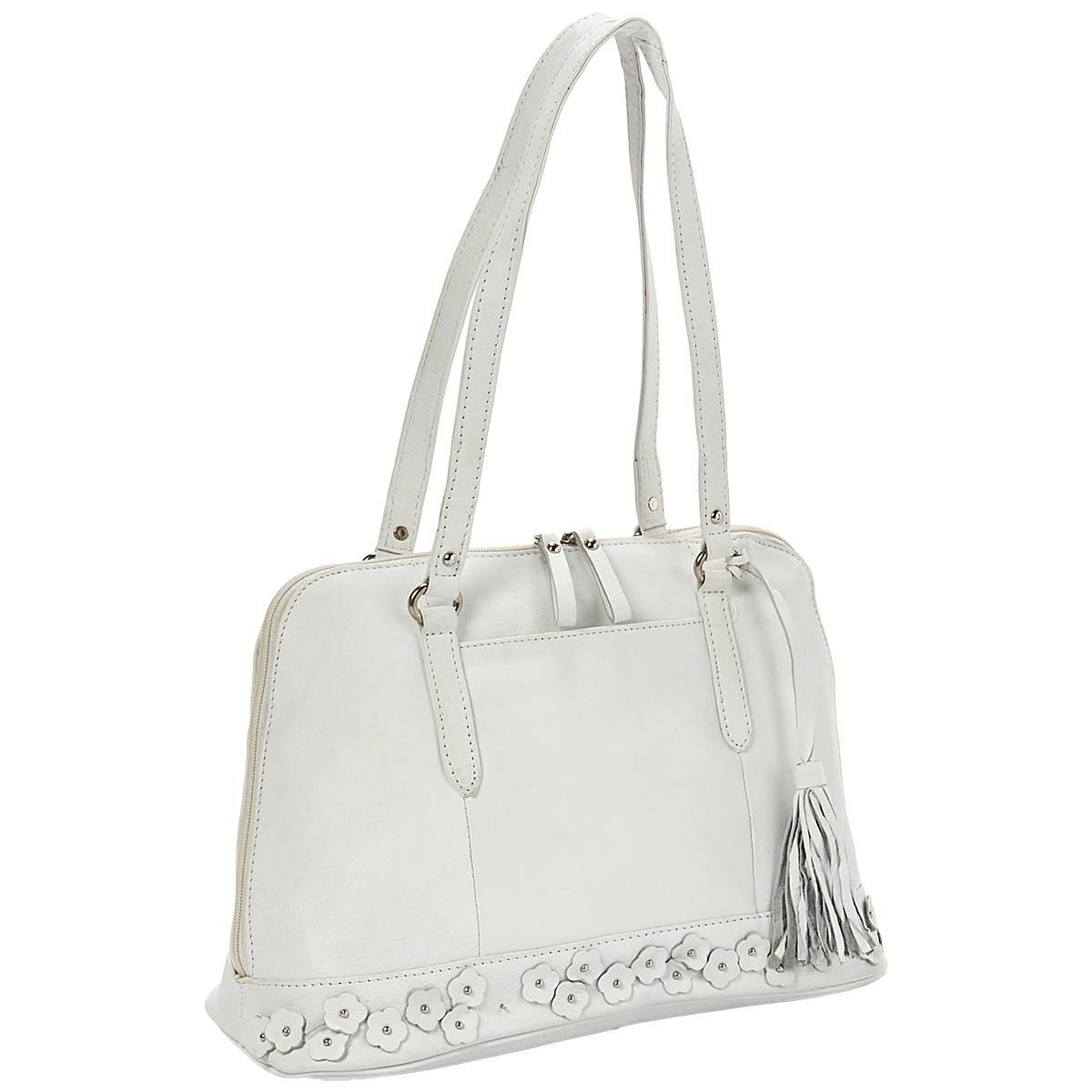 Great American Leatherworks Flower Applique Satchel w/Tassel