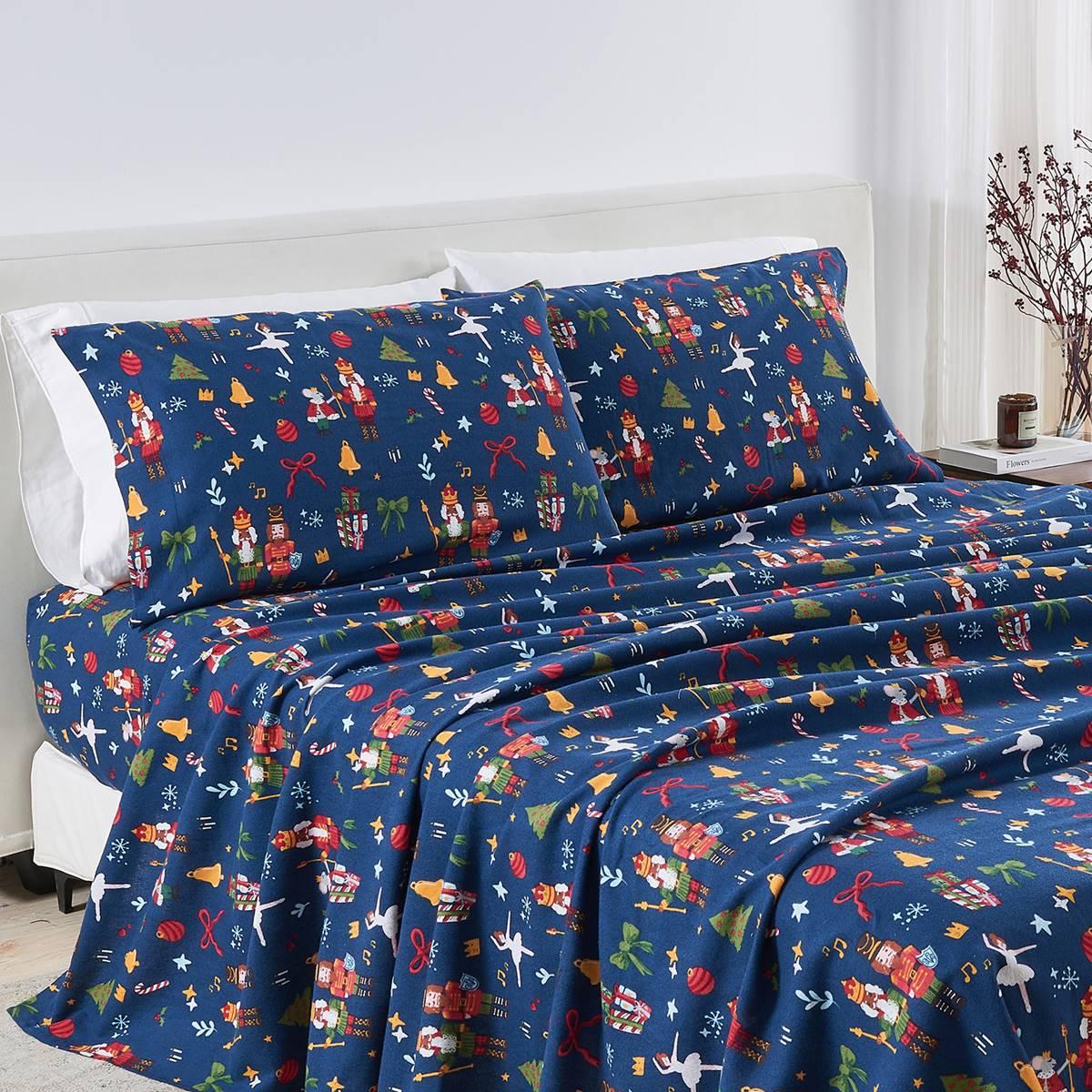 Freshfolds Cotton Happy Hillside Holiday 4pc. Flannel Sheet Set
