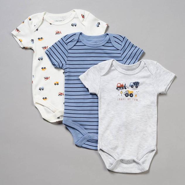 Baby Boy (NB-9M) baby views® 3pk. Loads of Fun Trucks Bodysuits