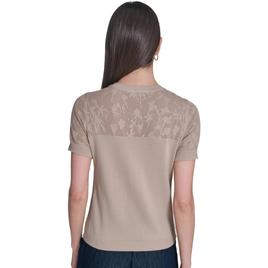 Womens Tommy Hilfiger Short Sleeve Floral Pointelle Sweater