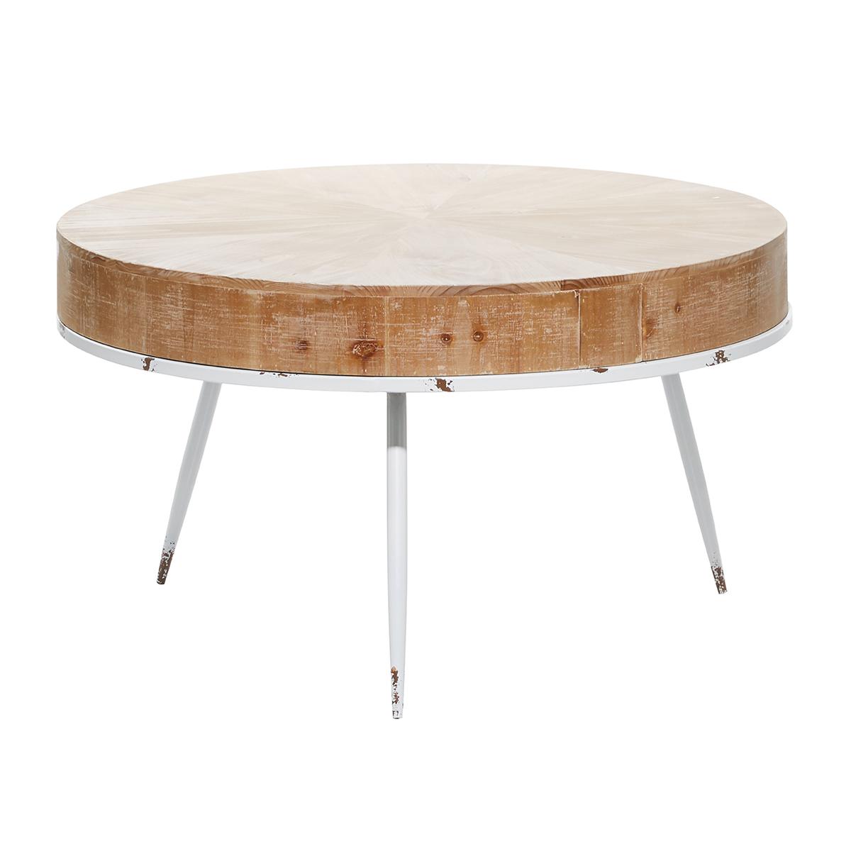 9th & Pike® Natural Wood And Iron Modern Coffee Table