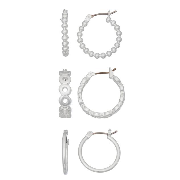 Nine West 3pr. Silver-Tone Click Top Hoop Earrings Set