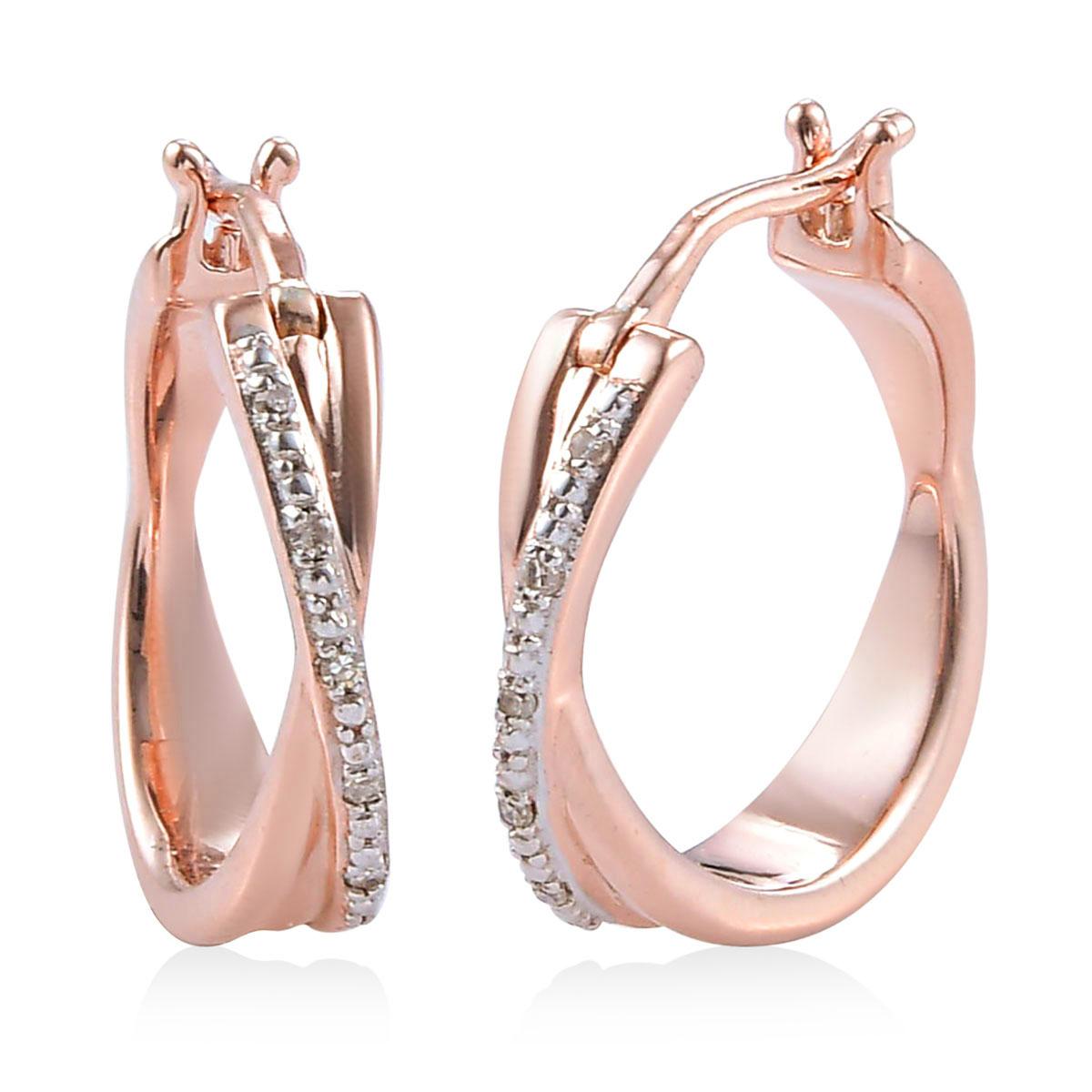 Diamond Classics(tm) Rose Gold White Diamond Hoop Earrings