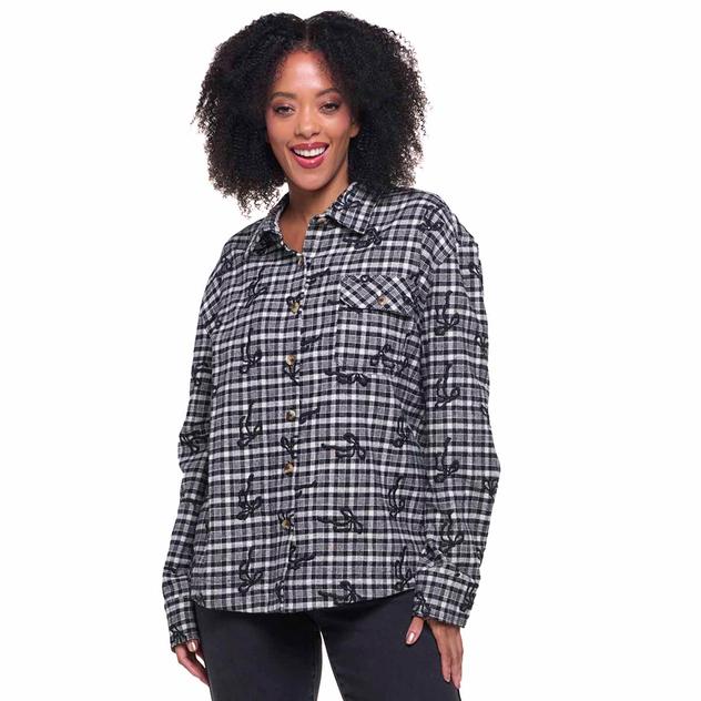Petite Architect® Embroidered Bows Flannel Shirt
