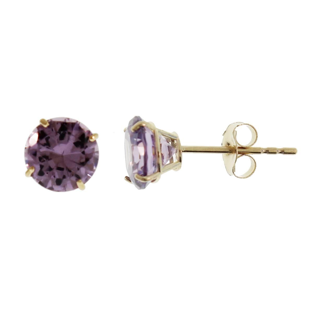 Gemstone Classics(tm) Created Amethyst 6mm 14kt Yellow Gold Earrings