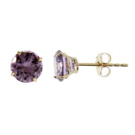 Gemstone Classics(tm) Created Amethyst 6mm 14kt Yellow Gold Earrings