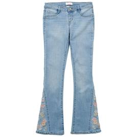 Girls (7-12)Squeeze Flare Jeans w/ Pastel Butterfly Embroidery