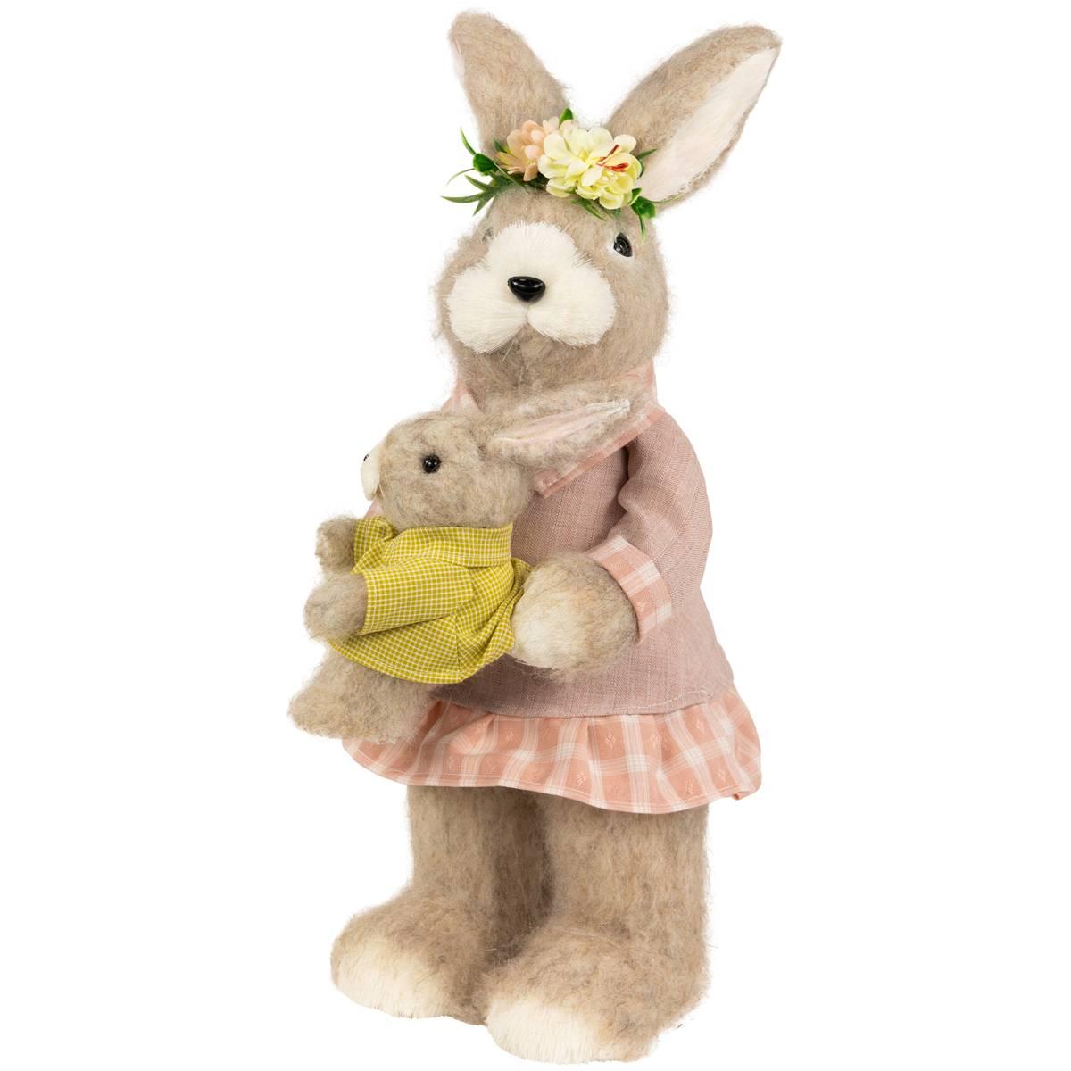 Northlight Seasonal Mother Rabbit with Baby Bunny Easter Figurine
