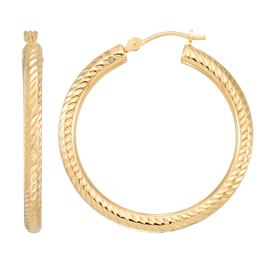 Evergold 14kt. Gold over Resin 30mm Diamond Cut Hoop Earrings