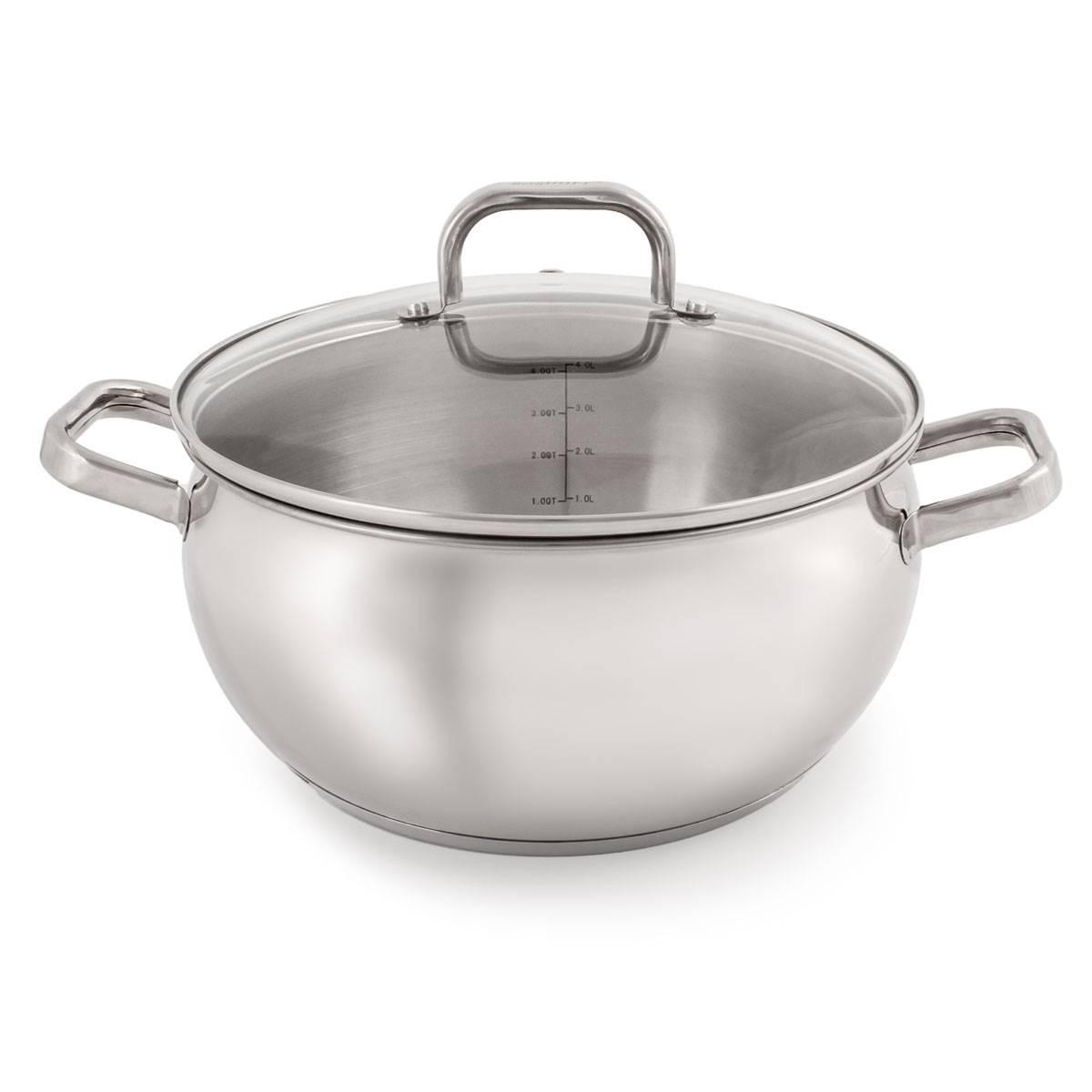 BergHOFF Belly Shape 18/10 Stainless Steel Stockpot w/ Glass Lid