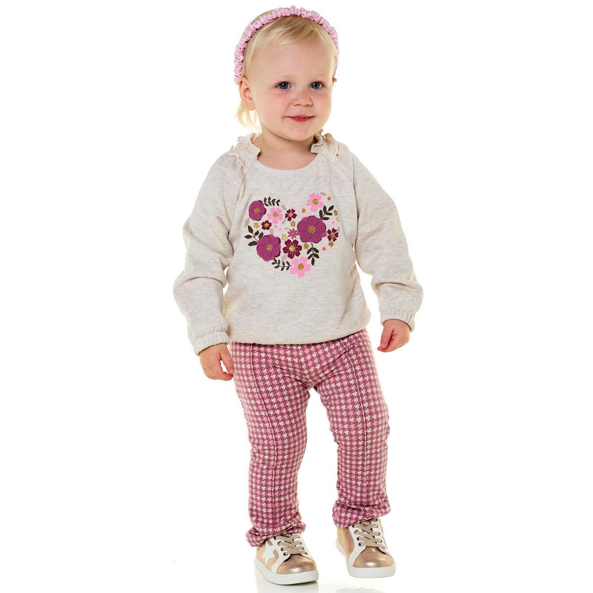 Baby Girl (12-24M) Kids Headquarters(R) Heart & Flower Pants Set