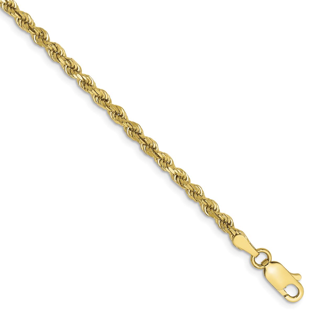 Mens Gold Classics™ 10kt. 2.75mm Diamond-cut Rope Chain Bracelet