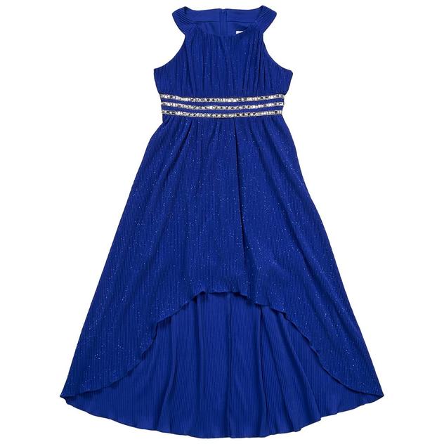 Girls (7-16) Rare Editions Halter Pleated Glitter Chiffon Dress