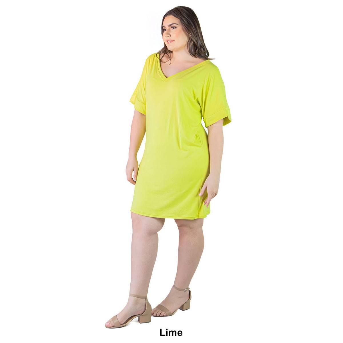Plus Size 24/7 Comfort Apparel V-Neck Knee Length Dress