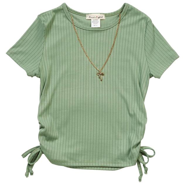Girls (7-12) Dream Girl Side Cinch Tee w/ Bow Necklace
