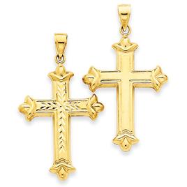 Unisex Gold Classics(tm) 14kt. Yellow Gold Reversible Cross Pendant