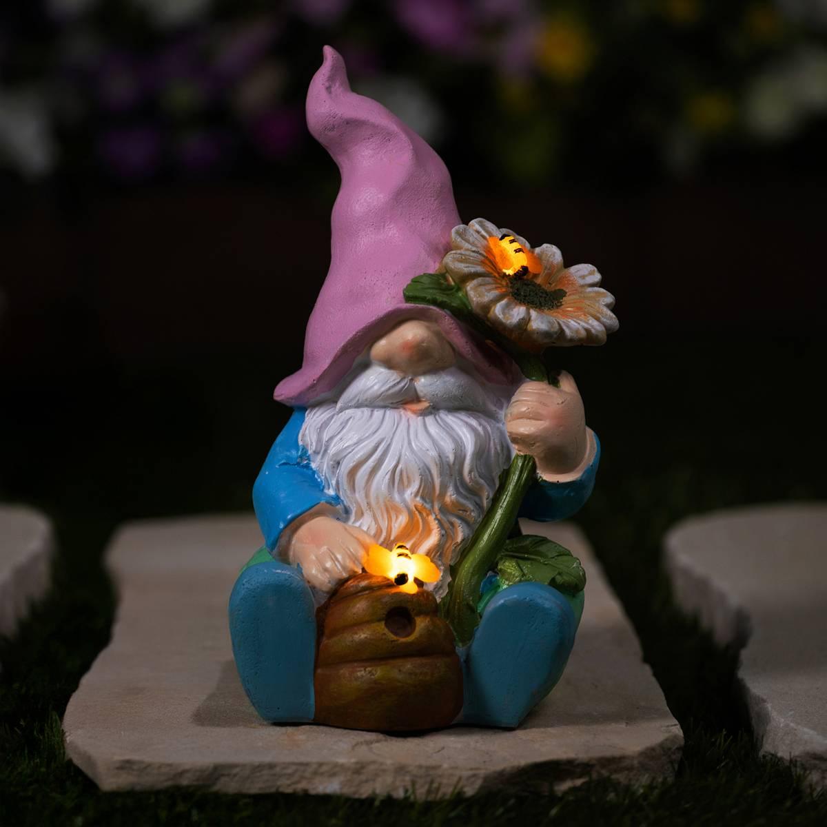 Northlight Seasonal LED Solar Sunflower Gnome Garden Statue