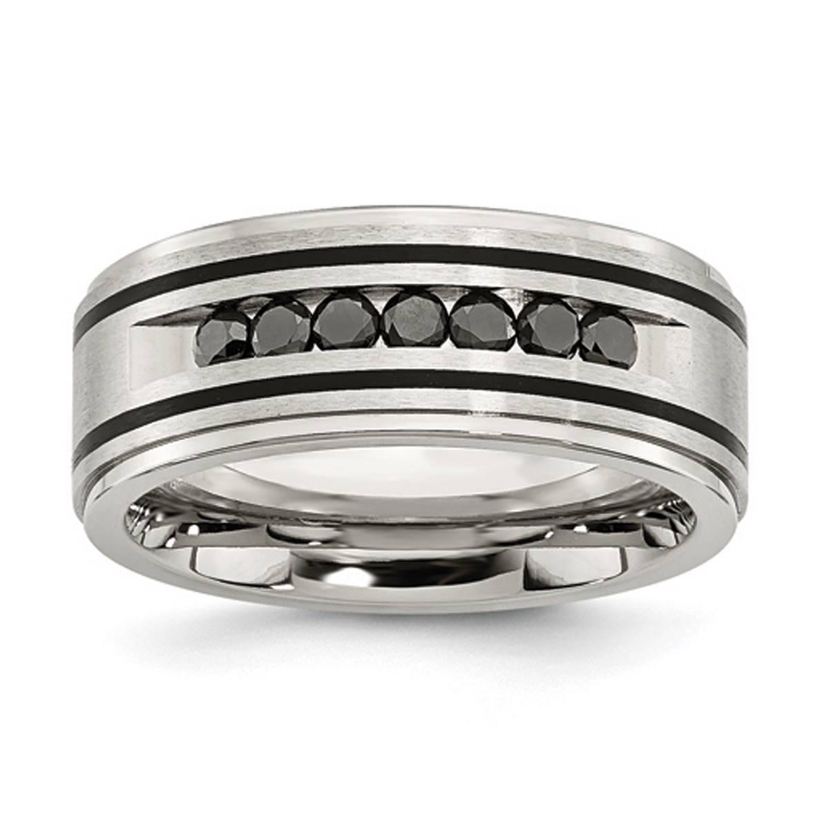 Mens Gentlemen's Classics(tm) Black Diamond Center Wedding Band