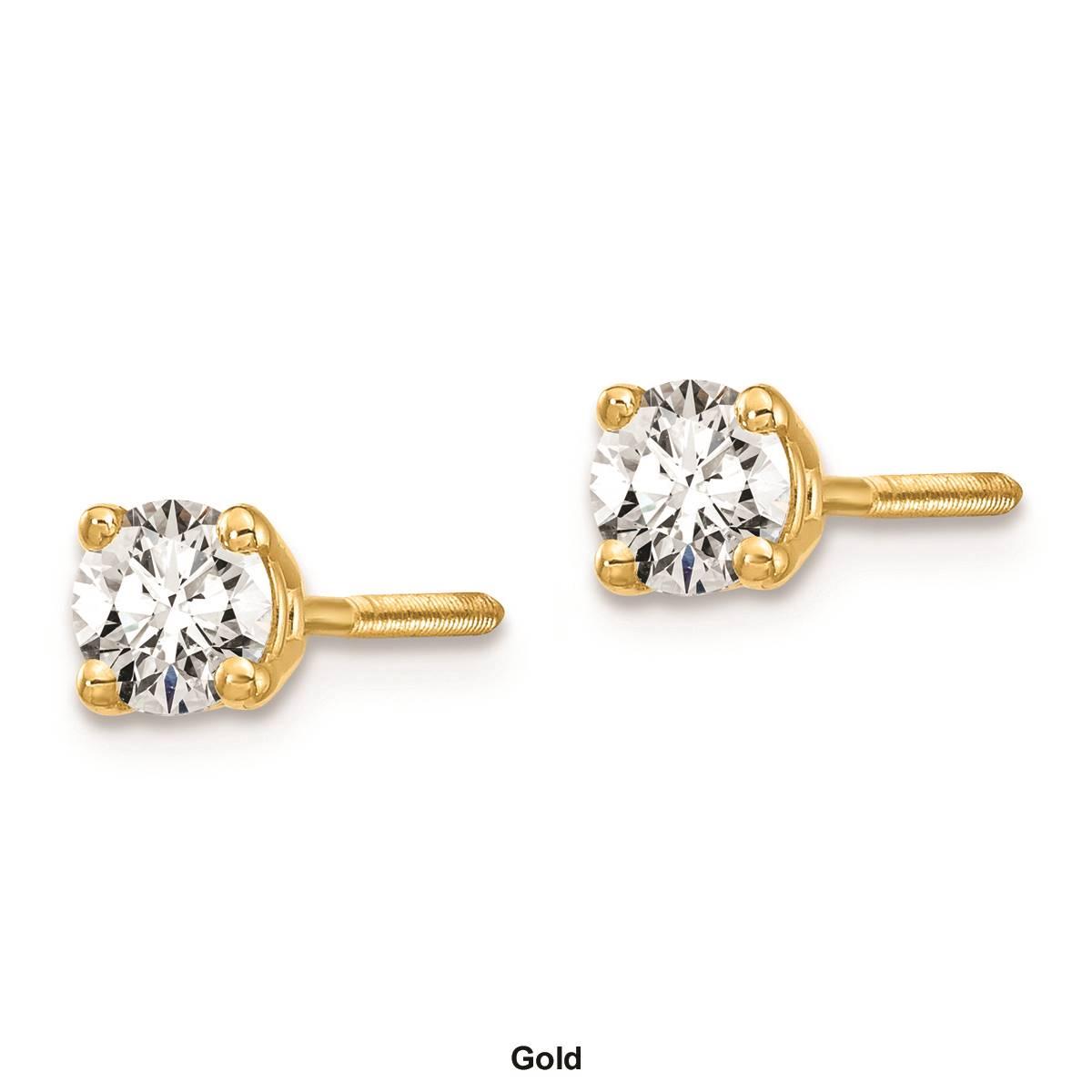 Pure Fire 14kt. Gold 1/3ctw. 4-Prong Diamond Screw Earrings