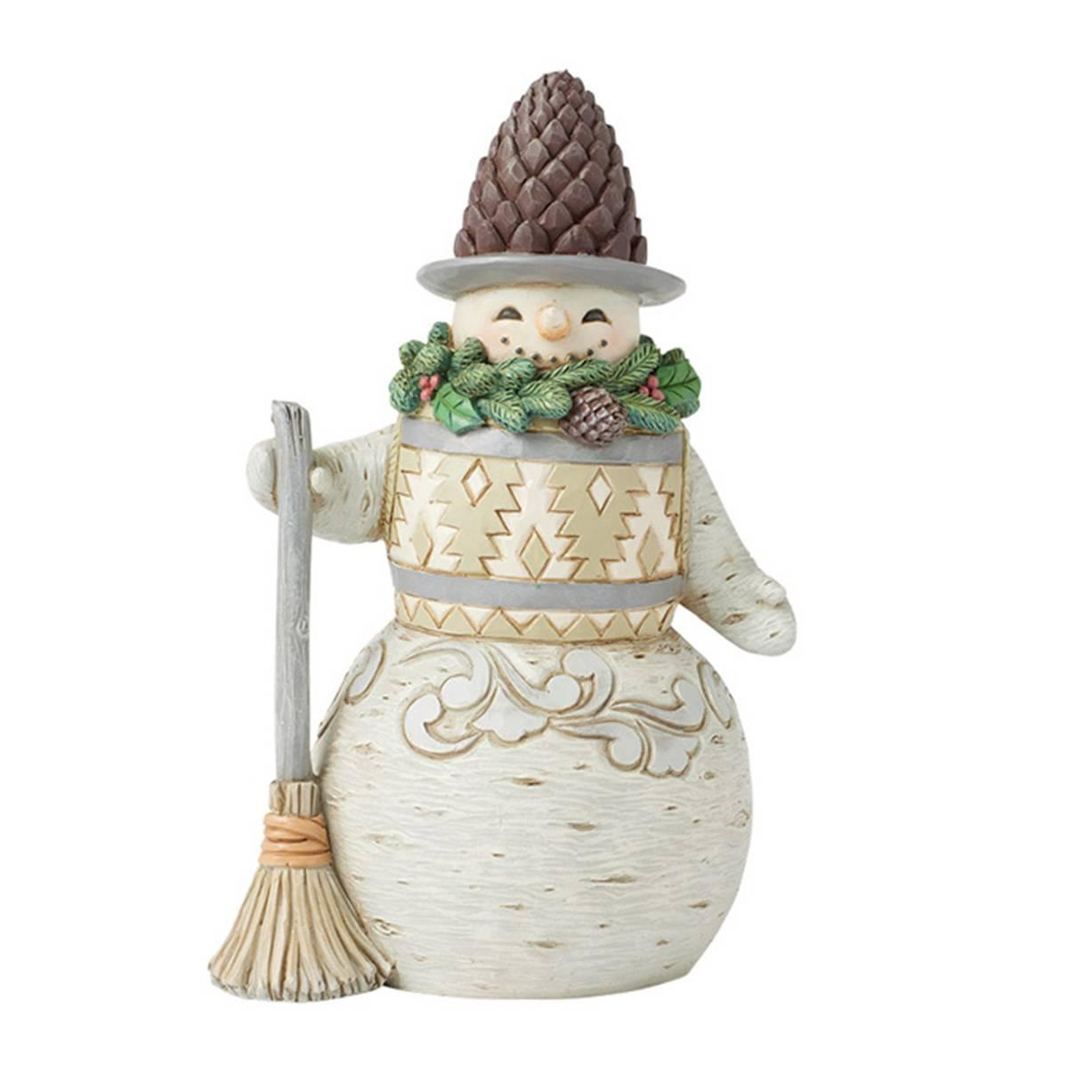 Jim Shore Woodland Glen Snowman Pinecone Hat Christmas Figurine