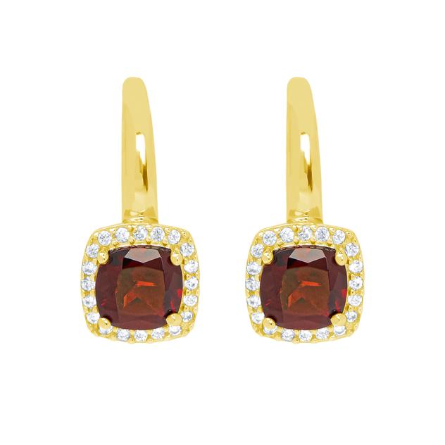 Gianni Argento Gold Plated Garnet Cushion Lever Back Earrings