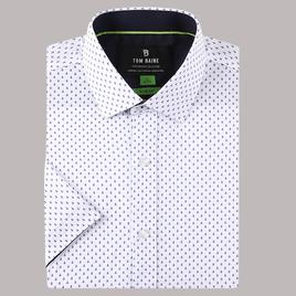 Mens Tom Baine Short Sleeve Slim Fit Anchor Dress Shirt - Blue