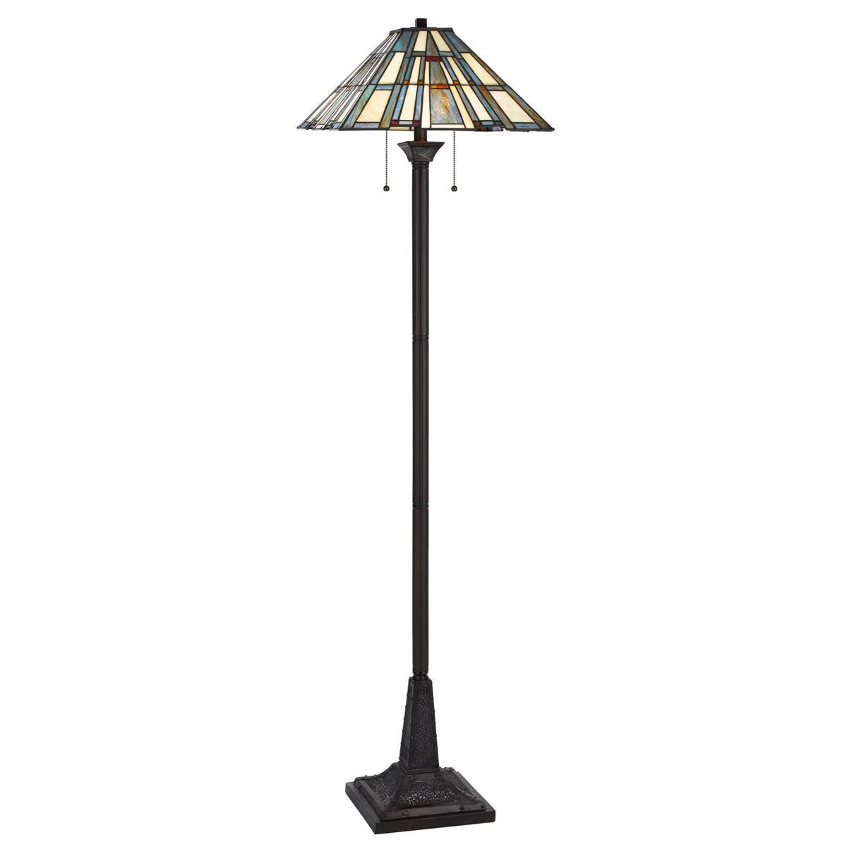 HomeRoots 62in. Bronze Floor Lamp With Tiffany Glass Empire Shade
