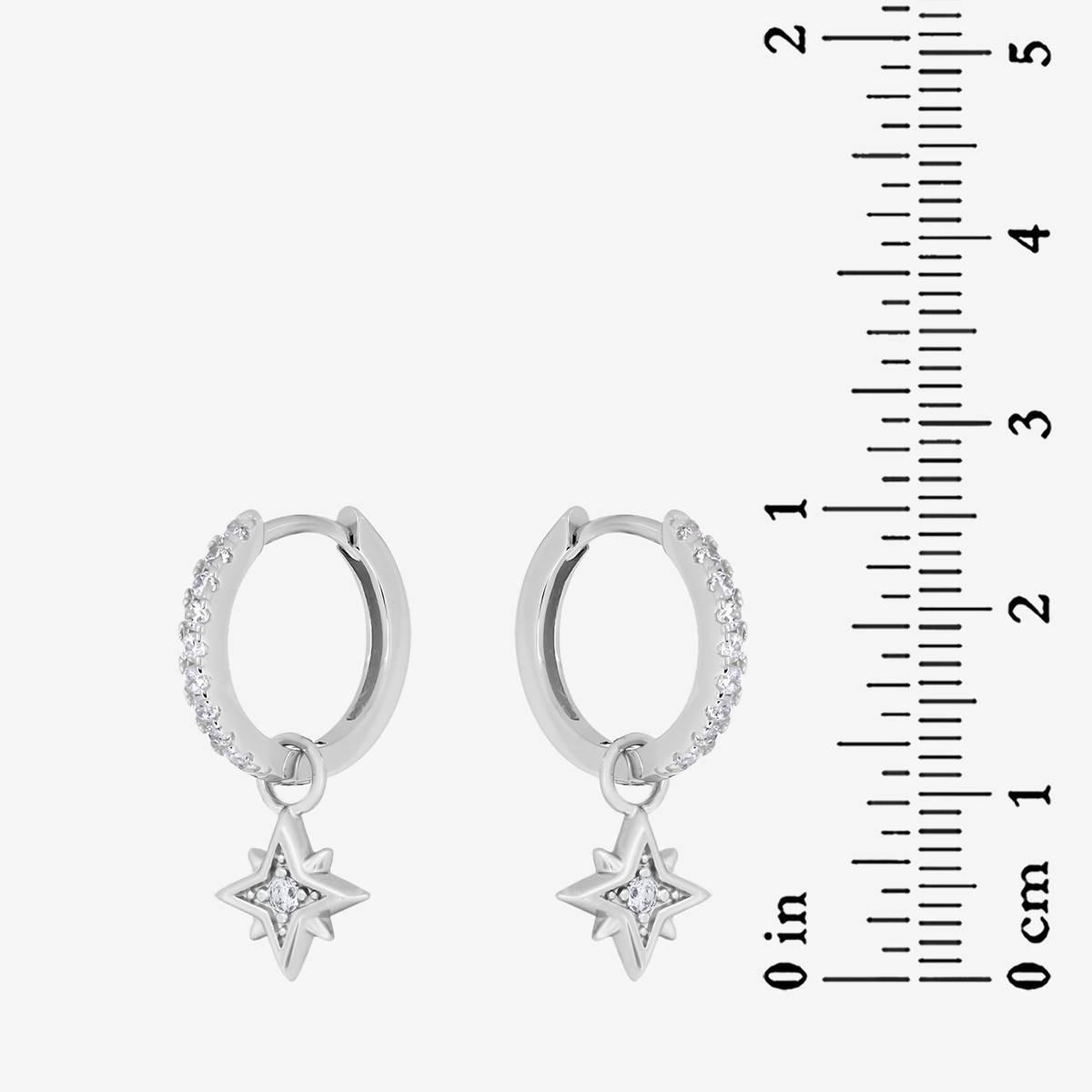 Forever New Sterling Silver CZ Starburst Dangle Earrings