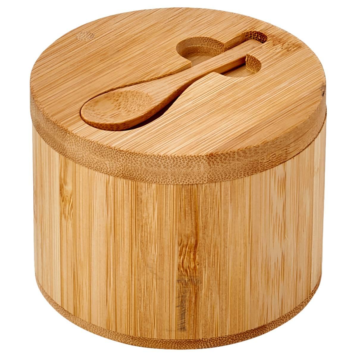 Famous Brand Bamboo Spice Box W/Spoon In Lid