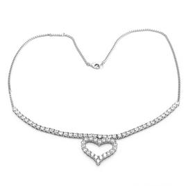Splendere Rhodium Plated Sterling Silver CZ Open Heart Necklace