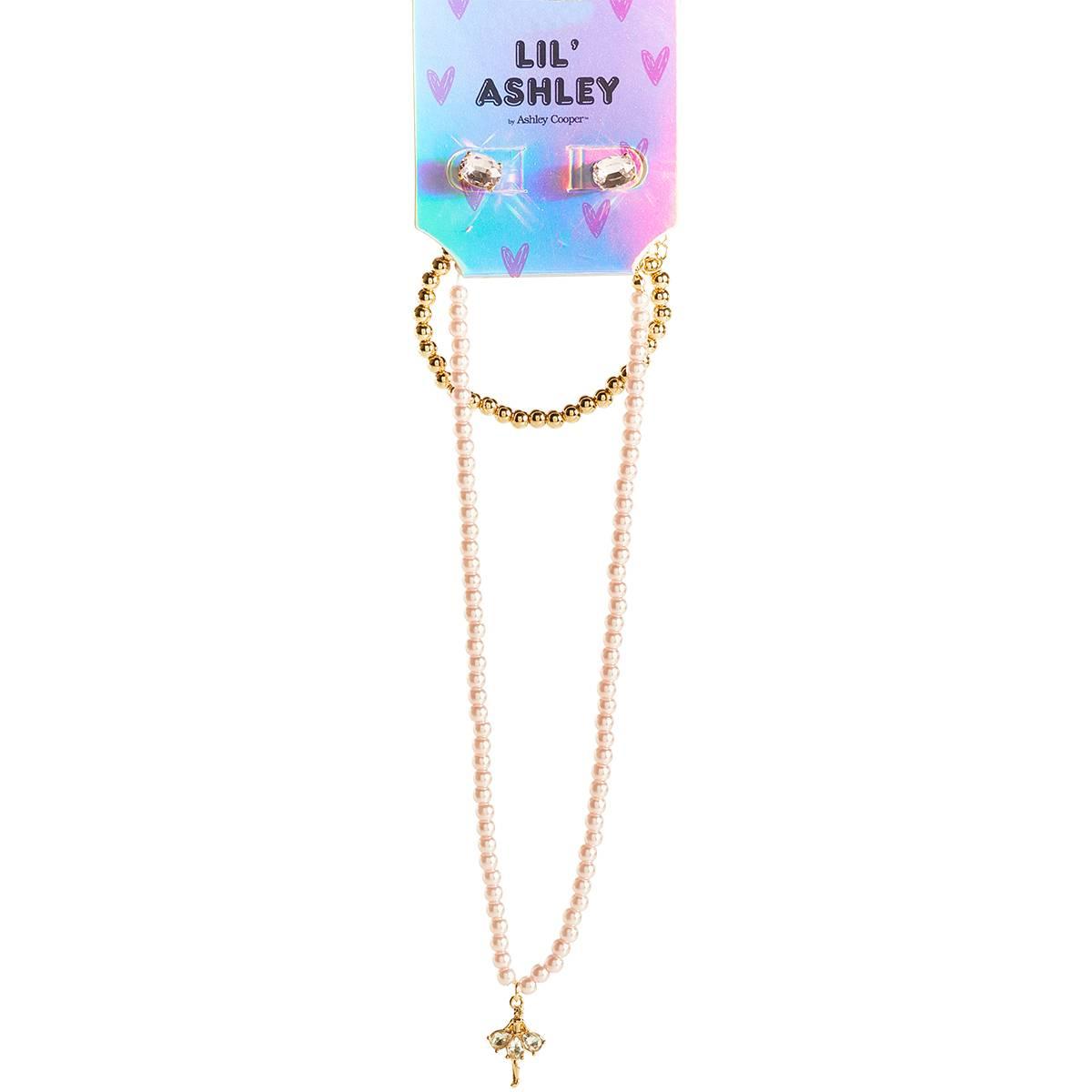 Kids Lil'' Ashley Gold-Tone & Pink Ballerina Jewelry Set