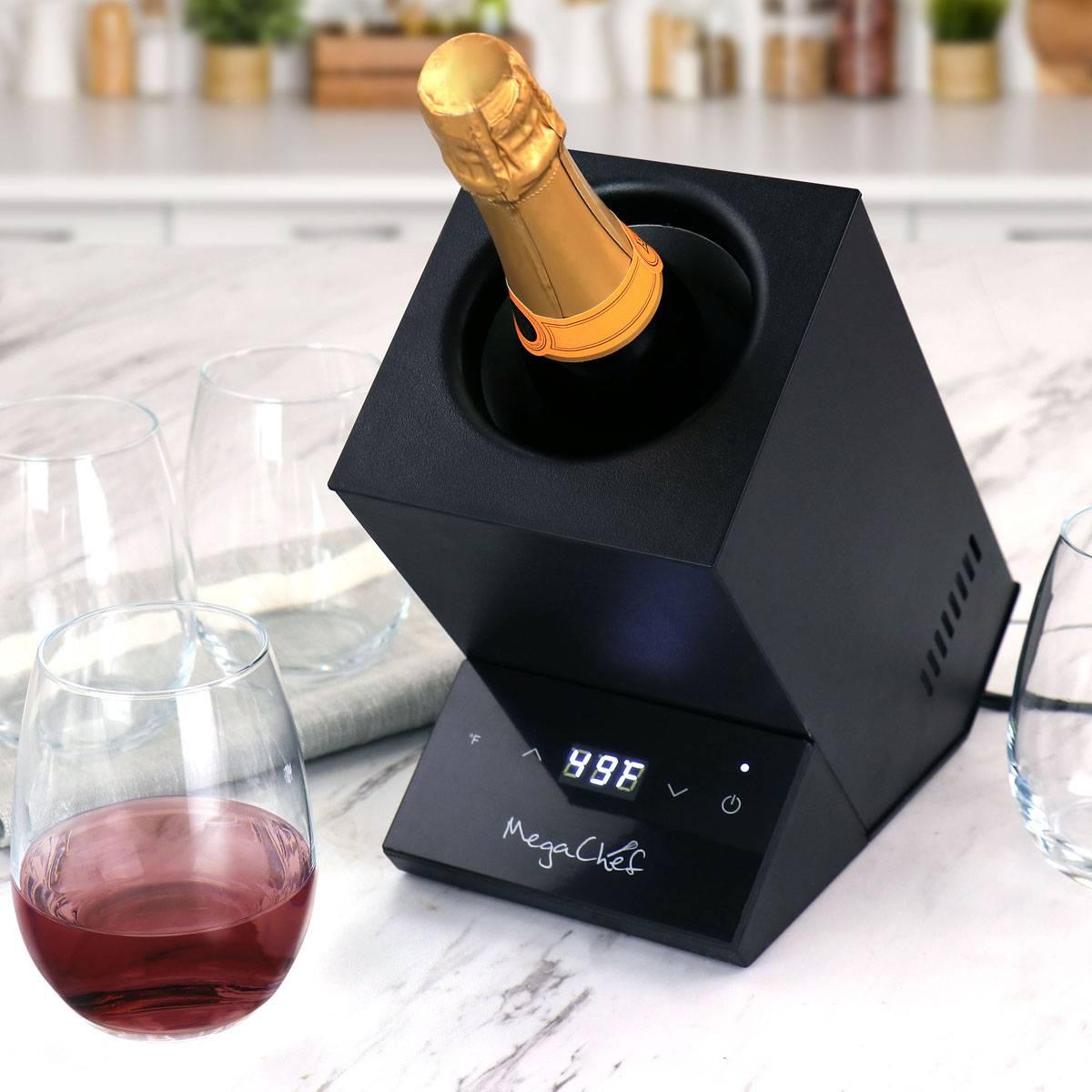 MegaChef Electric Black Wine Chiller w/ Digital Display