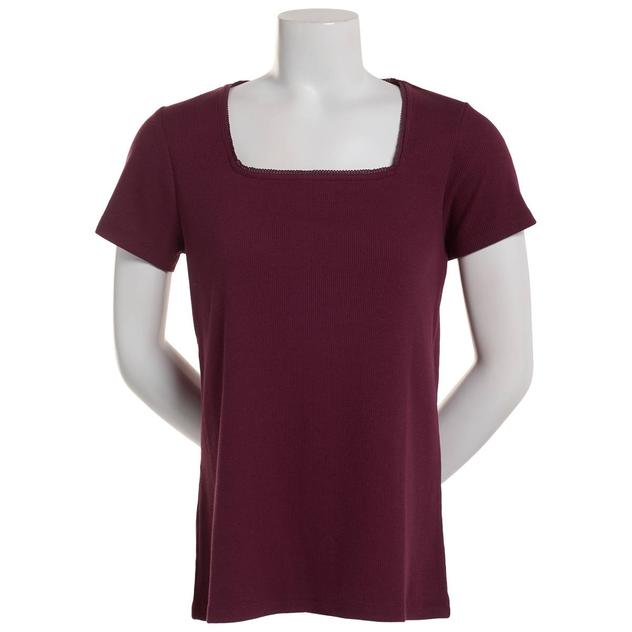 Plus Size Architect® Short Sleeve Ribbed Square Neck Tee