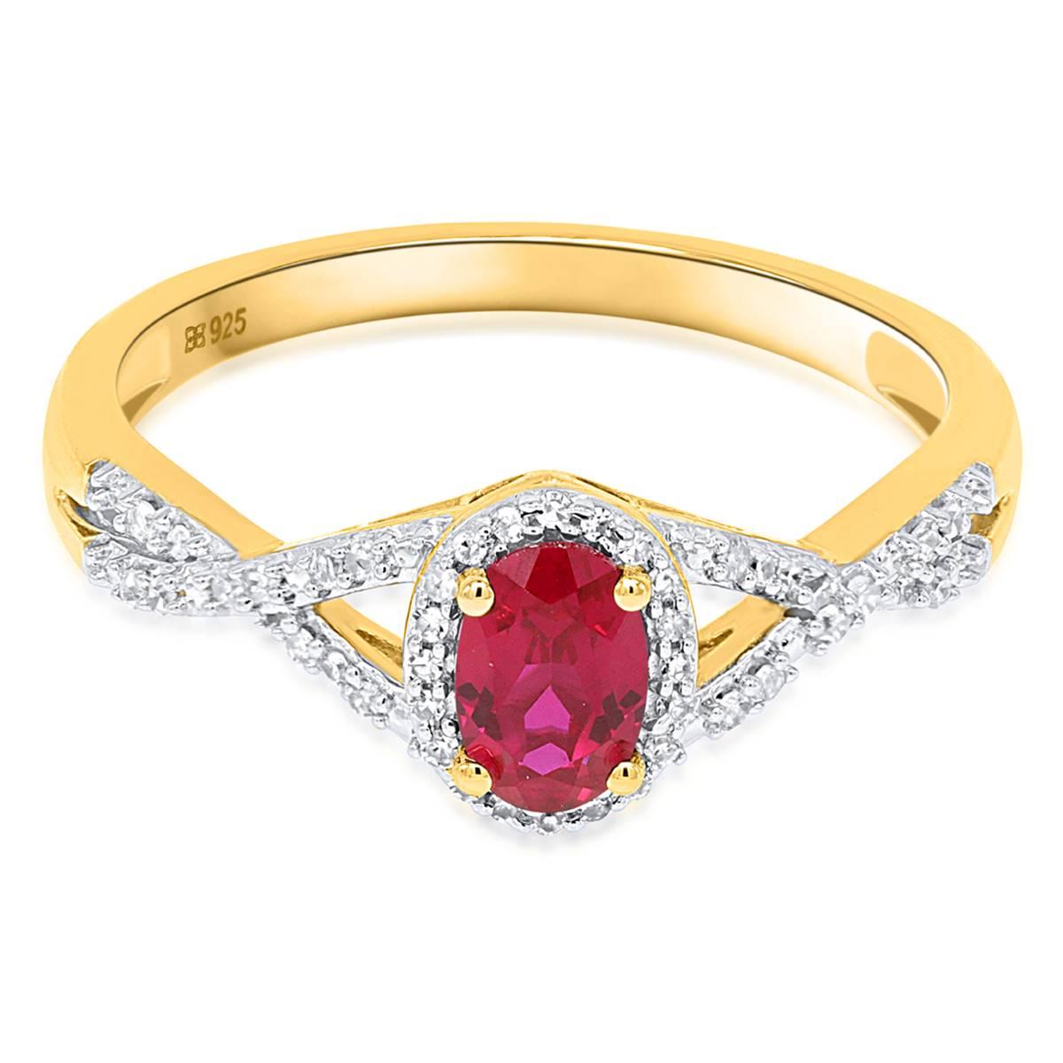 Gemstone Classics™ Created Ruby 1/10ctw. Lab Grown Diamond Ring